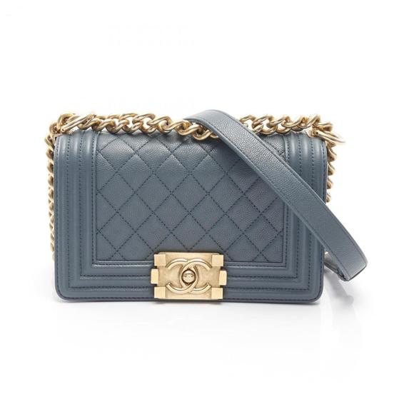CHANEL Boy Chanel Small Shoulder Bag, Calfskin Leather, Women's, Blue, A67085 - Picture 1 of 11